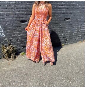 BUCKETLIST Orange and White Jumpsuit